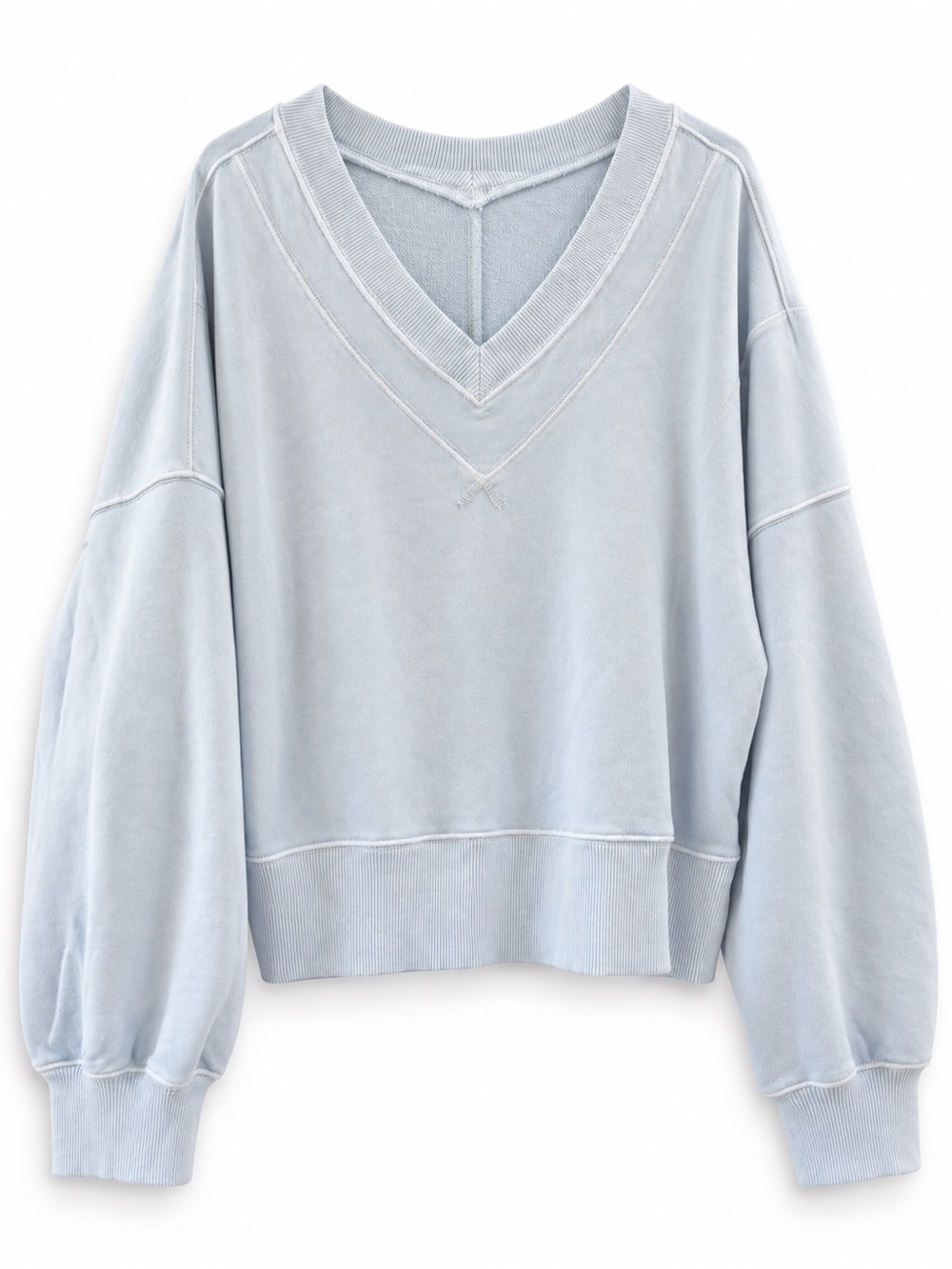 aerie Pale Blue V-Neck Pullover Sweatshirt